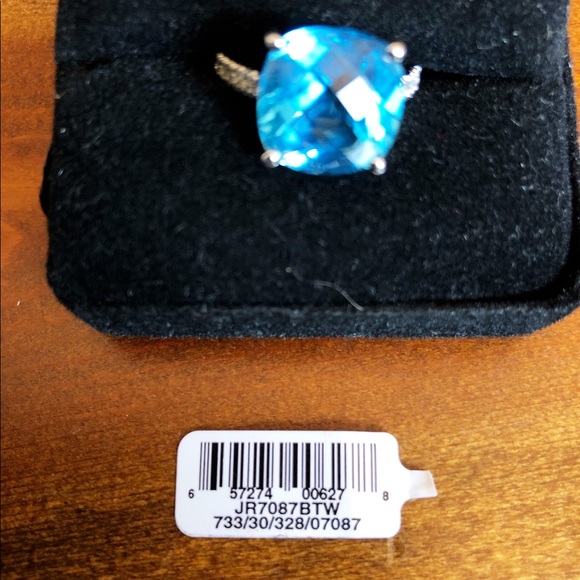 Authentic Blue Topaz Diamond Ring